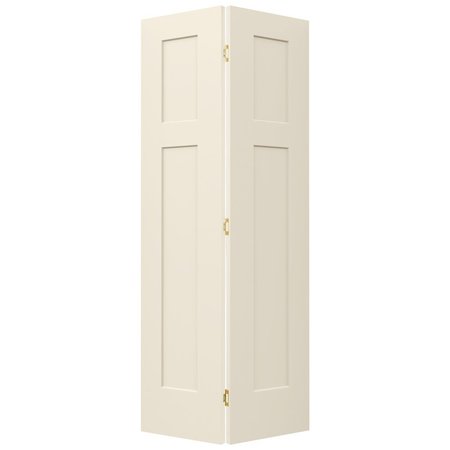 CODEL DOORS 24" x 80" Primed 3-Panel Craftsman III Molded Hollow Core Bifold Door and Hardware 2068MHCCRABF